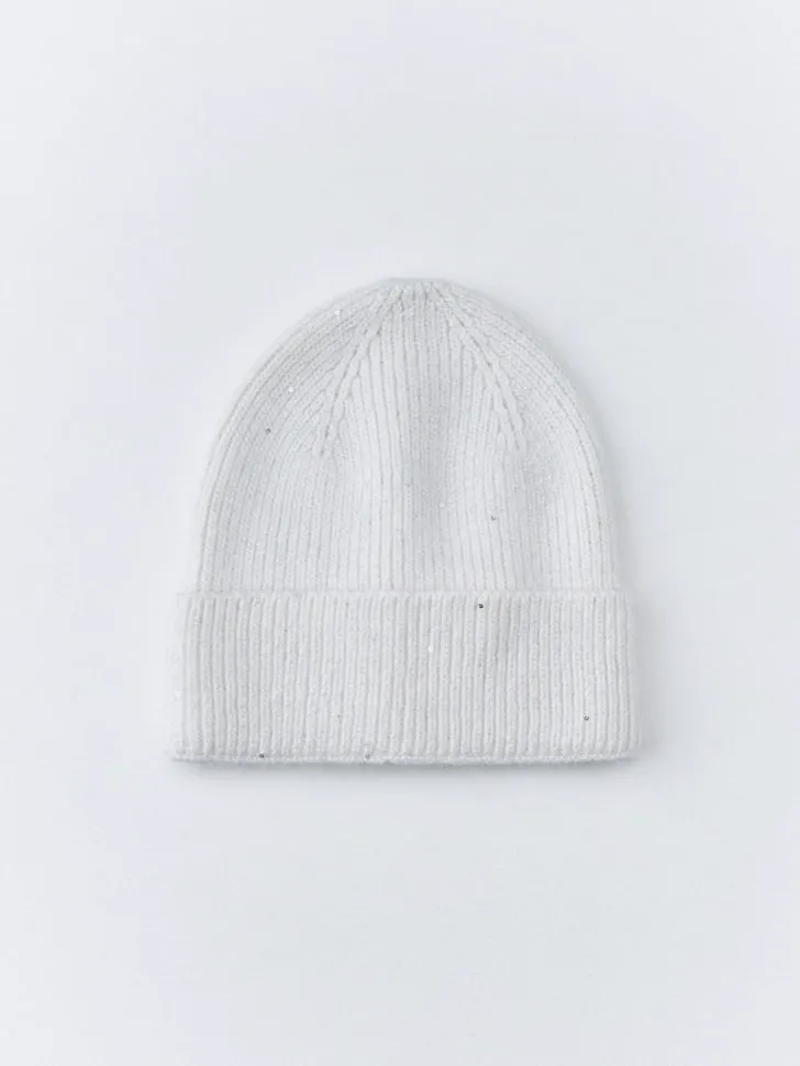 Шапка-бини с пайетками, серый, арт. 3140