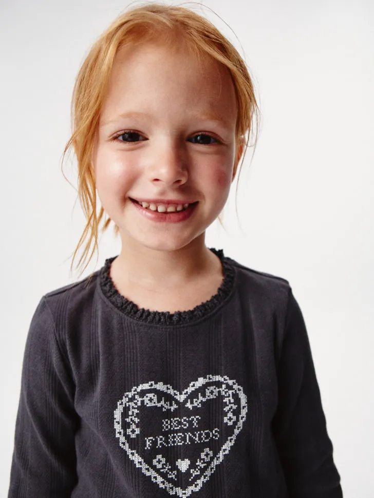 Лонгслив с принтом для девочек, серый, арт. 3144