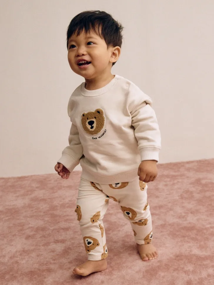 Комплект из свитшота и брюк для малышей, бежевый, арт. 3147