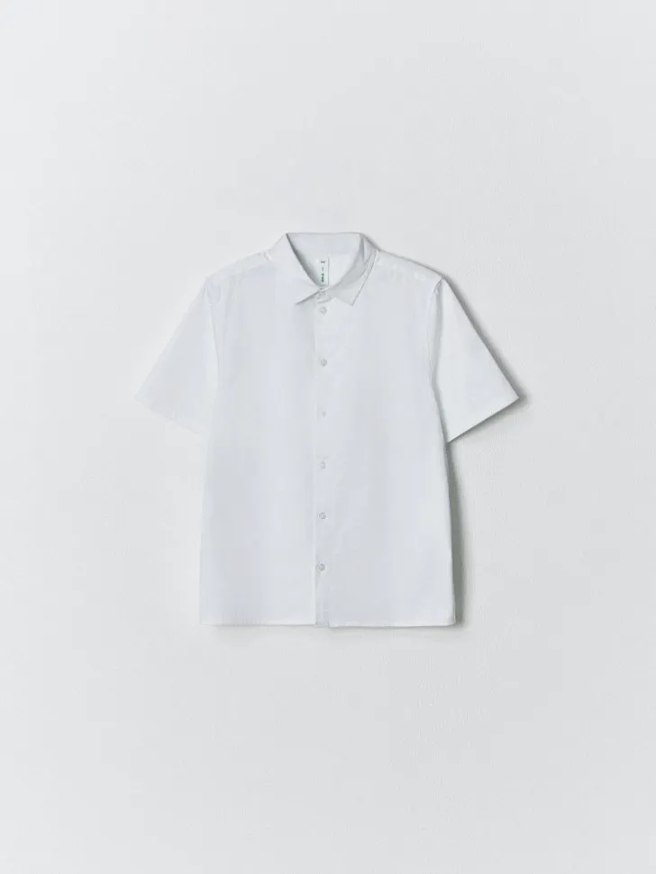 Рубашка с коротким рукавом для мальчиков, белый, арт. 3161