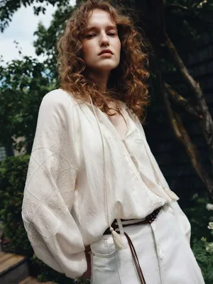 Блуза в рустикальном стиле с вышивкой, арт. 3163