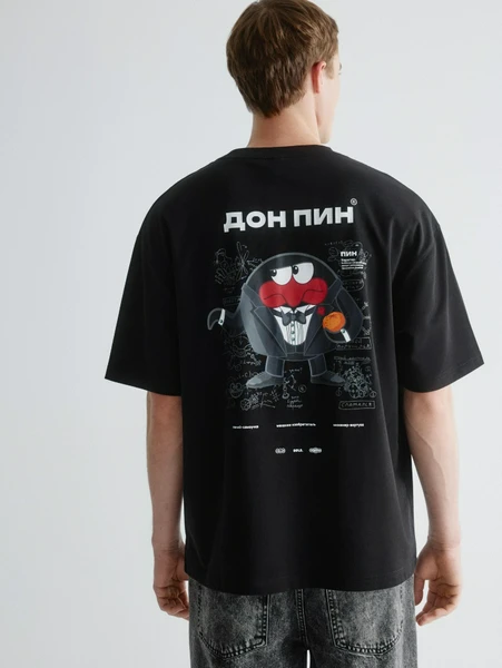 Футболка SELA x Смешарики с принтом, черный, арт. 31707