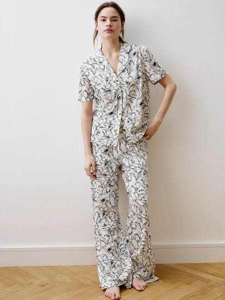 Пижама из мягкого трикотажа с принтом, белый, арт. 31710