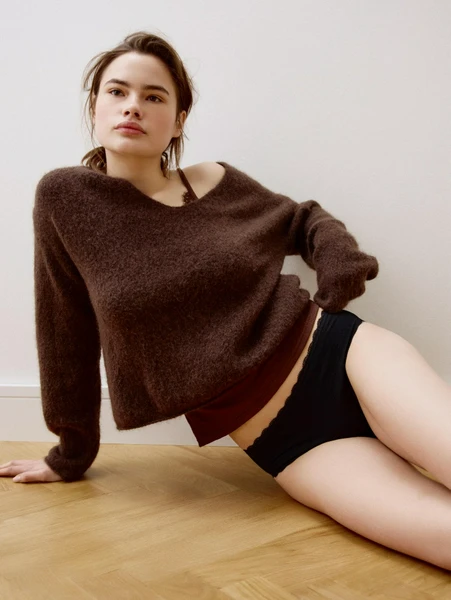 Трусы слипы с кружевом, черный, арт. 31712