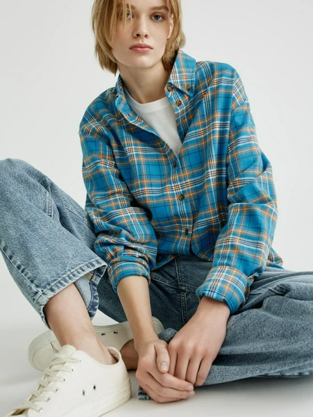 Рубашка оверсайз из хлопка, разноцветный, арт. 31731