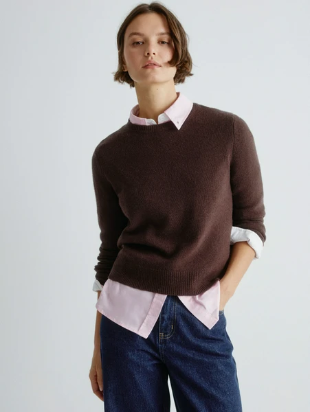 Джемпер из 100% шерсти, коричневый, арт. 31739