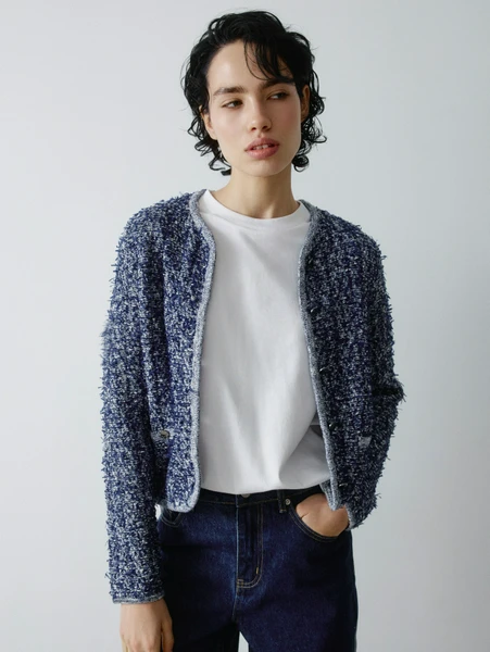 Кардиган из фактурной двуцветной пряжи, разноцветный, арт. 31763