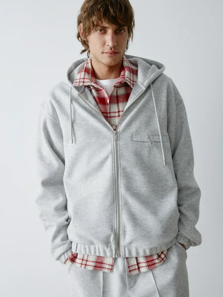 Толстовка оверсайз на молнии, серый, арт. 31766