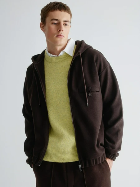 Толстовка оверсайз на молнии, коричневый, арт. 31767