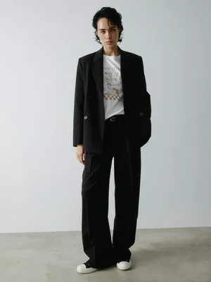 Широкие брюки из костюмной ткани в полоску, арт. 31776