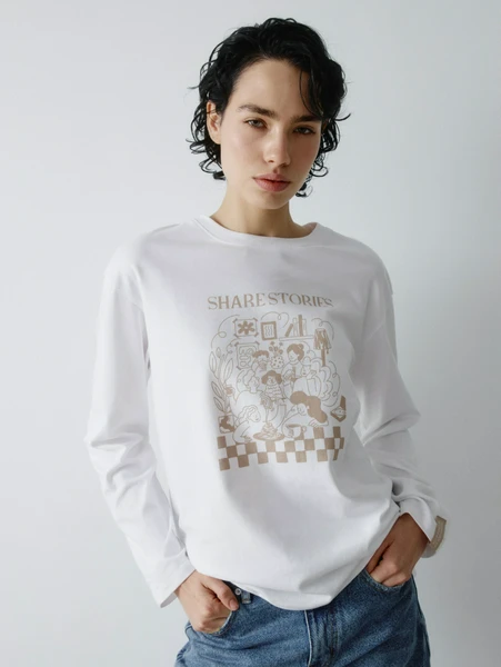 Лонгслив оверсайз с принтом, арт. 31780