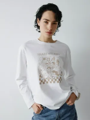 Лонгслив оверсайз с принтом, арт. 31780