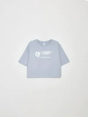 Укороченная футболка оверсайз для девочек, арт. 3190