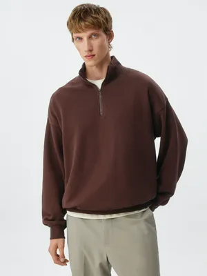 Свитшот оверсайз с воротником на молнии, арт. 3194