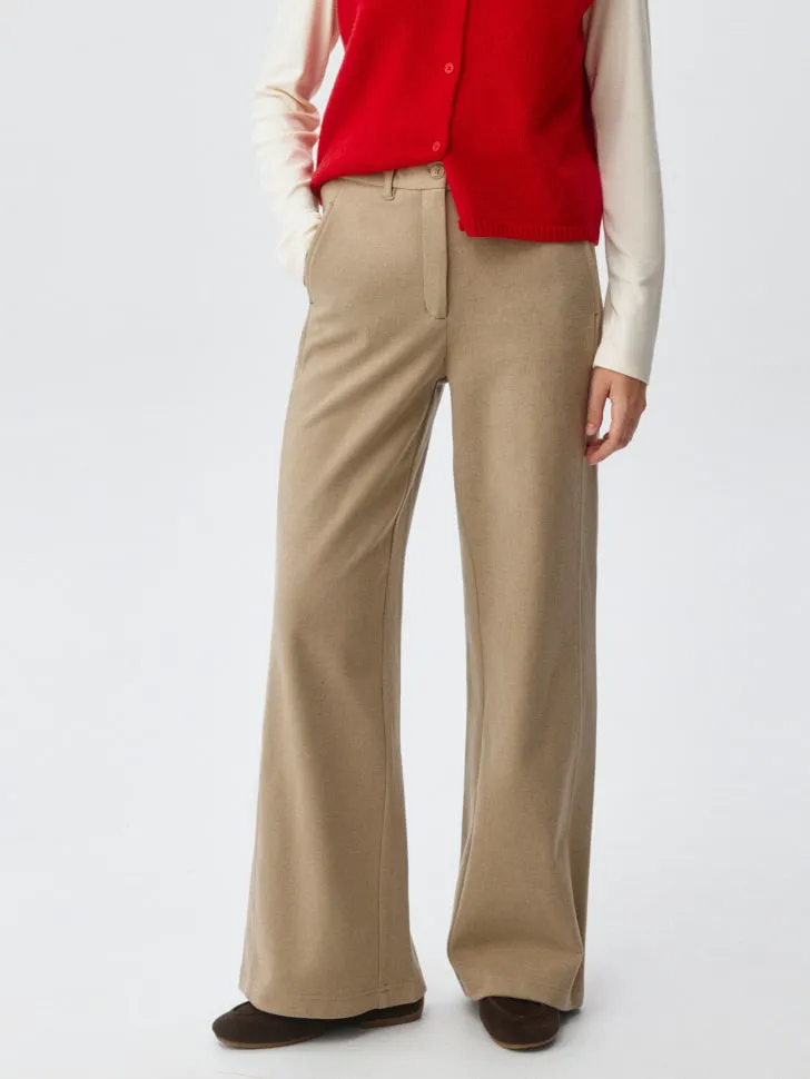 Широкие брюки из костюмной ткани, бежевый, арт. 3196