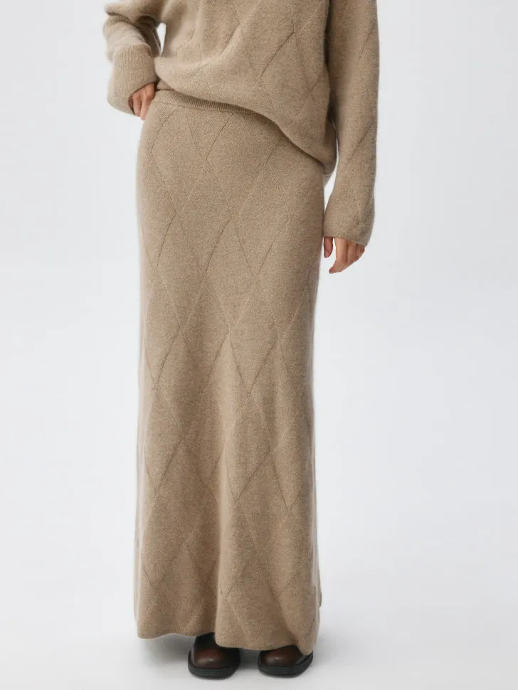 Вязаная юбка из смесовой шерсти, бежевый, арт. 3197