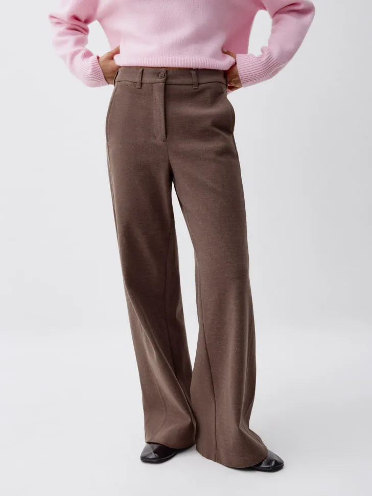 Широкие брюки из костюмной ткани, коричневый, арт. 3198