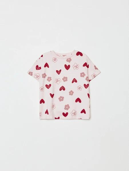 Футболка с принтом для девочек, розовый, арт. 32005