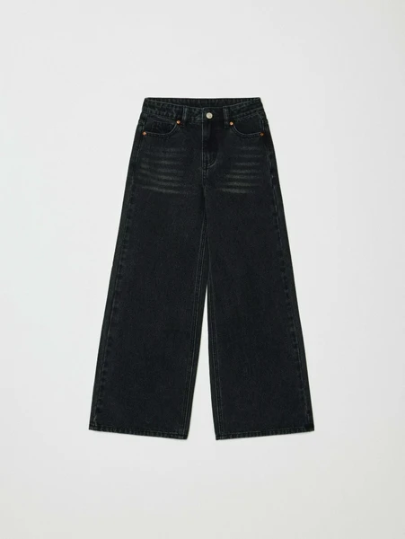 Черные джинсы Wide leg для девочек, черный, арт. 32013