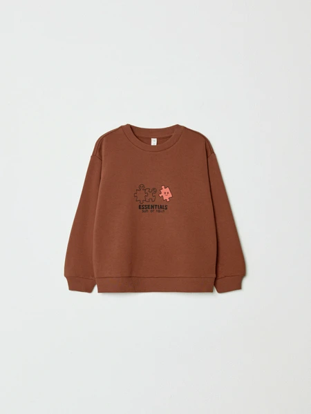 Свитшот с принтом для мальчиков, коричневый, арт. 32016