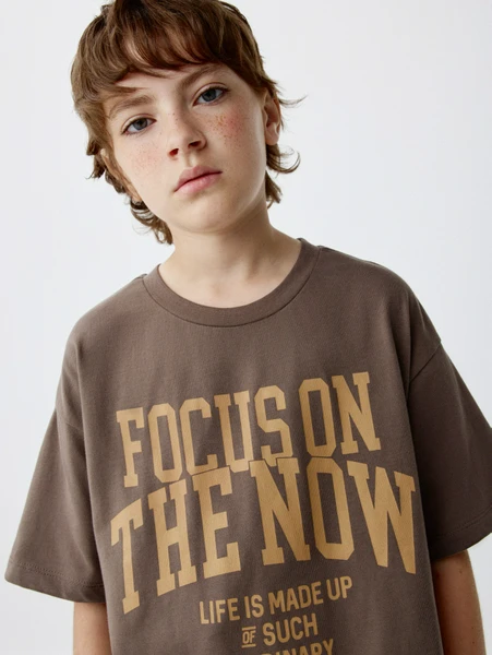 Футболка оверсайз с принтом, коричневый, арт. 32017