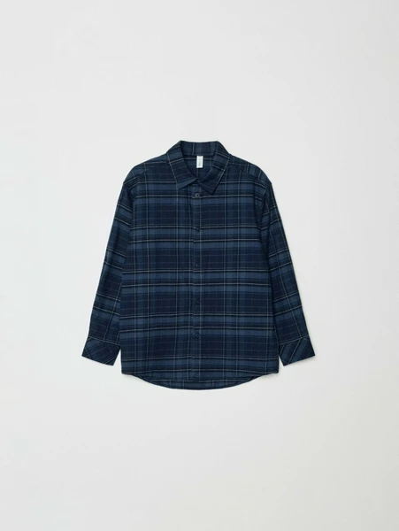 Рубашка в клетку для мальчиков, синий, арт. 32022