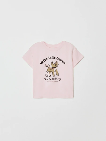 Футболка с принтом для девочек, розовый, арт. 32032