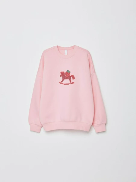 Свитшот с принтом для девочек, розовый, арт. 32037