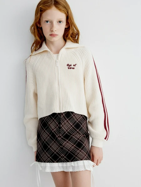 Кардиган на молнии для девочек, белый, арт. 32039