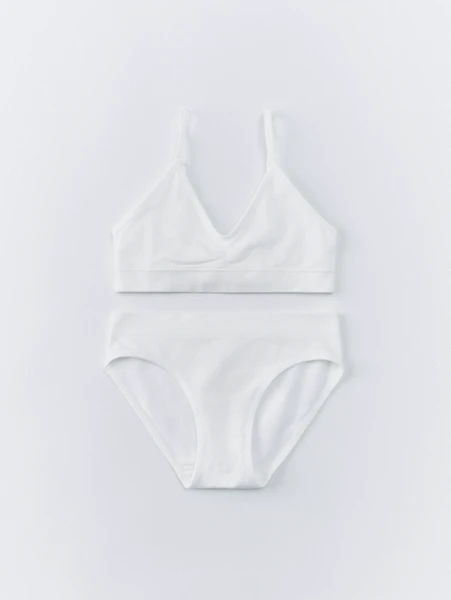 Набор из топа и трусов-слипов для девочек, белый, арт. 32041