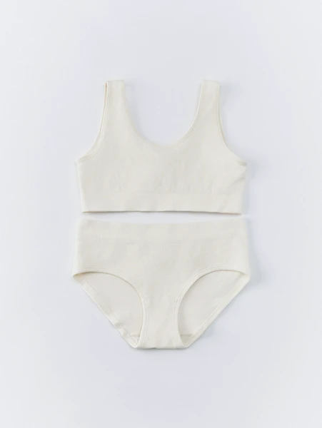 Набор из топа и трусов-слипов для девочек, бежевый, арт. 32042