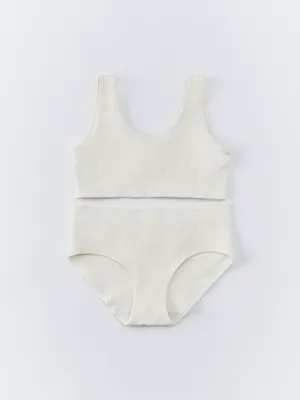 Набор из топа и трусов-слипов для девочек, бежевый, арт. 32042