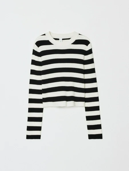 Вязаный джемпер в полоску для девочек, разноцветный, арт. 32046