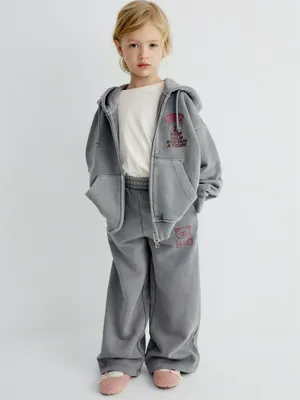 Широкие брюки с принтом, серый, арт. 32049