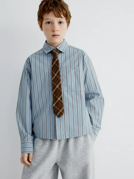 Рубашка в полоску, голубой, арт. 32055