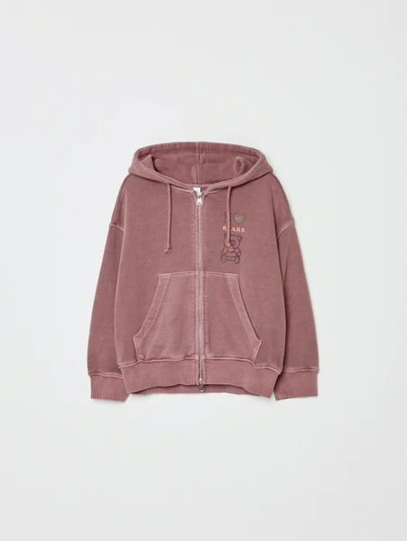 Толстовка на молнии с принтом, розовый, арт. 32056
