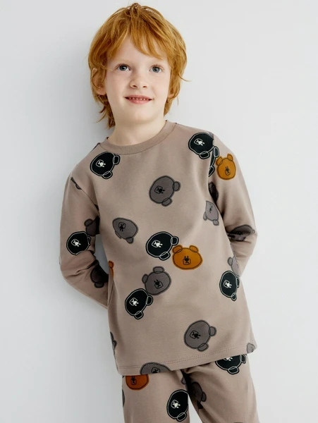 Лонгслив с начесом, бежевый, арт. 32059