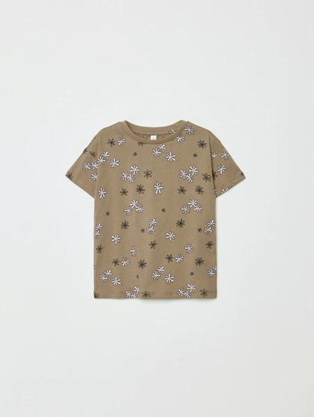 Футболка с принтом для девочек, бежевый, арт. 32074