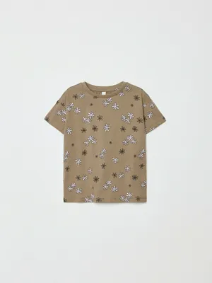 Футболка с принтом для девочек, бежевый, арт. 32074