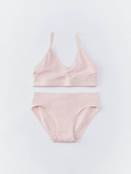 Набор из топа и трусов-слипов для девочек, розовый, арт. 32084