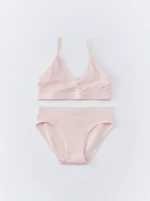 Набор из топа и трусов-слипов для девочек, розовый, арт. 32084
