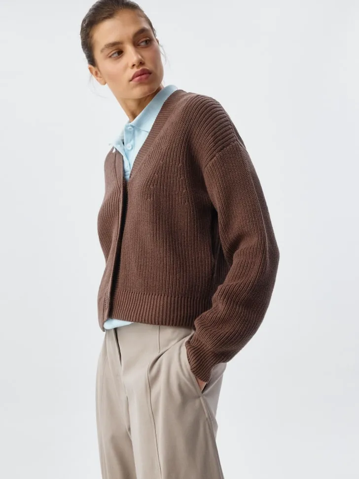 Базовый вязаный кардиган, коричневый, арт. 3210