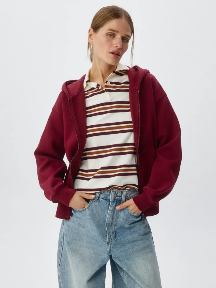 Базовый худи оверсайз, бордовый, арт. 3220