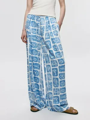 Свободные брюки из вискозы с принтом, не указан, арт. 3226