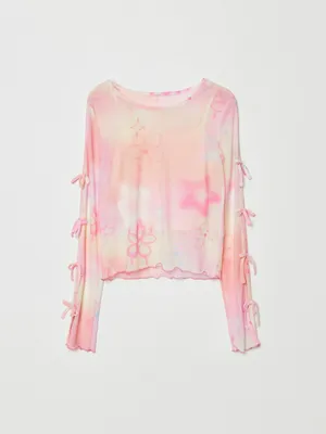 Лонгслив Sela из сетки с бантиками для девочек, арт. 32296