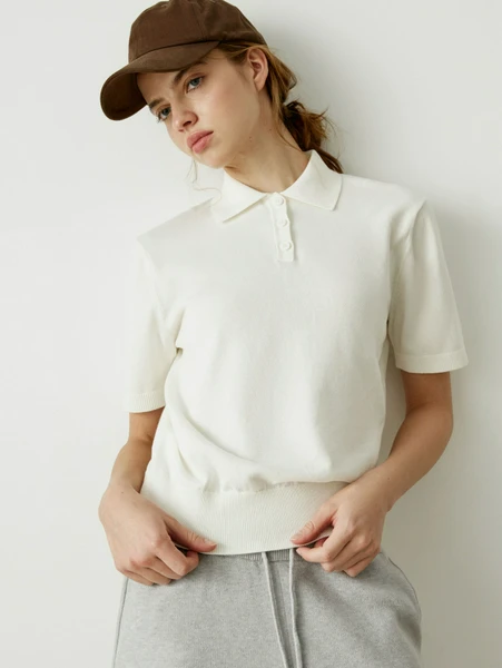 Вязаный джемпер с воротником поло, арт. 32322