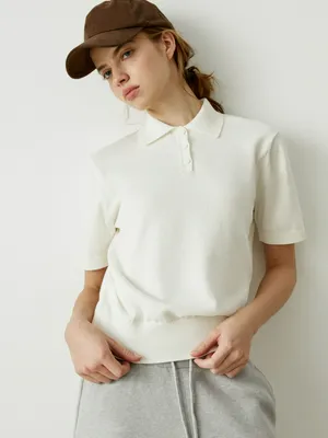 Вязаный джемпер с воротником поло, арт. 32322