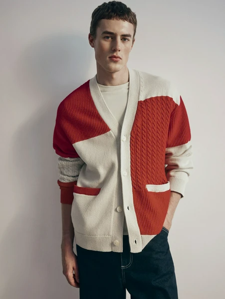 SELA Кардиган комбинированной вязки, арт. 32383