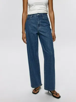 Джинсы STRAIGHT в полоску из страз, арт. 3249