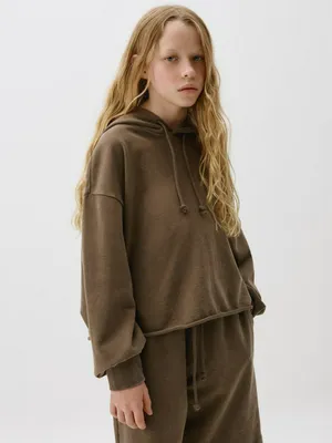 Укороченное худи оверсайз для девочек, арт. 3250